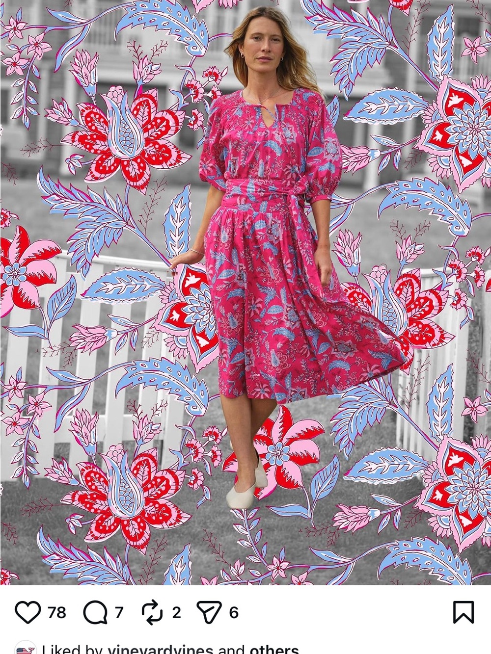Vineyard Vines Pink and Light Blue Floral skirt